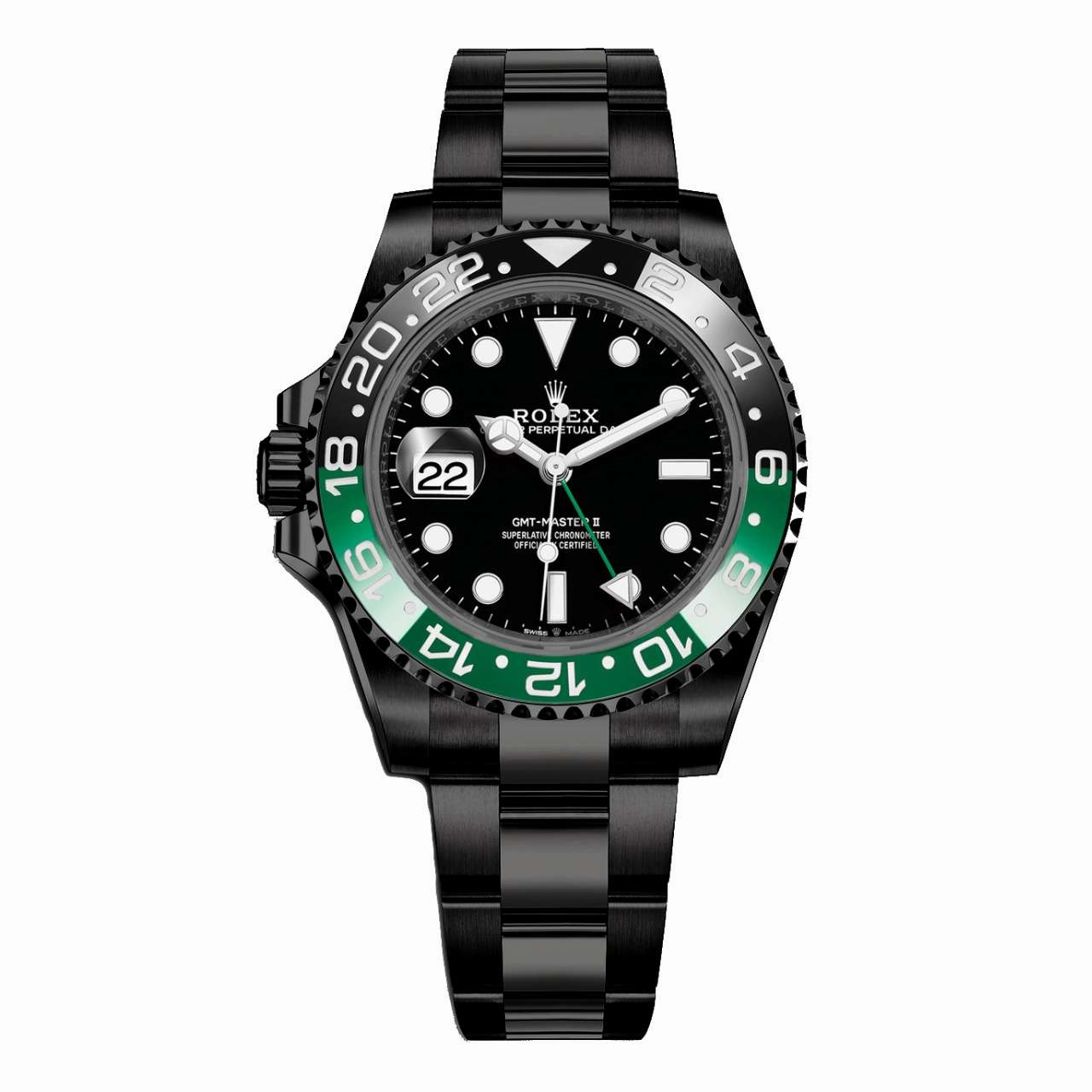 Rolex GMT-Master II "Sprite" 40mm - Ref: 126720VTNR - Black Dial, Green & Black Bezel, PVD Stainless Steel Oyster Bracelet