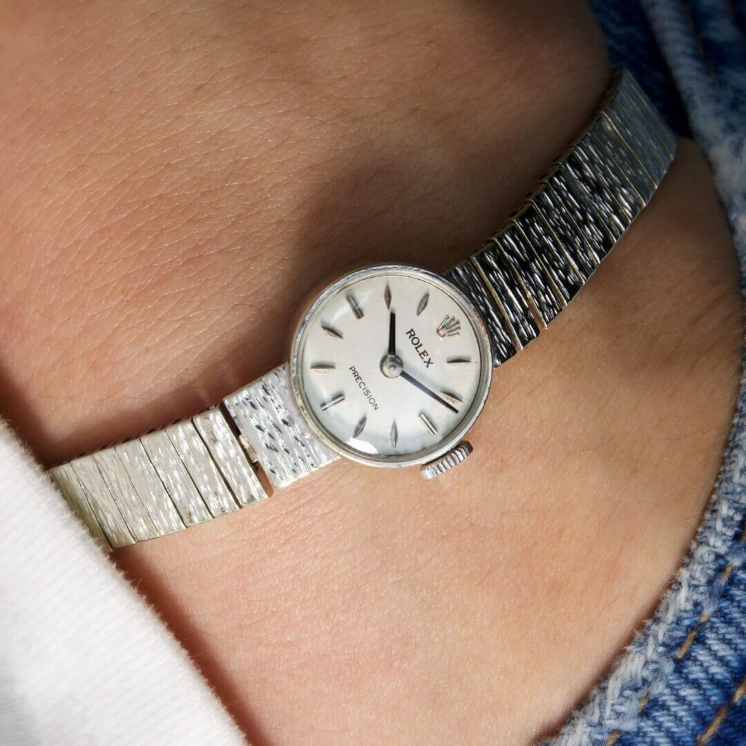Rolex Ladies Precision, 9k White Gold Bracelet