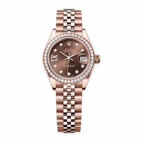 Rolex Lady Datejust 28mm - Ref: 279135rbr-0002 - Chocolate Diamond Dial & Diamond Bezel, 18K Rose Gold Jubilee Bracelet Women's Watch