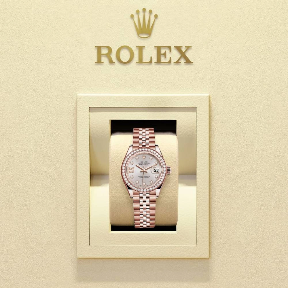 Rolex Lady-Datejust 28mm - Ref: 279135rbr-0004 - Sundust Stick Dial, 18K Rose Gold Jubilee Bracelet Women's Watch