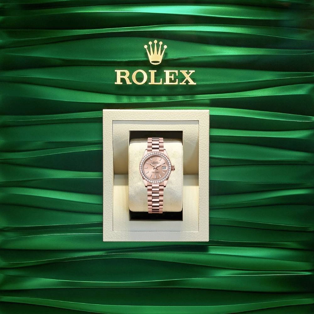 Rolex Lady-Datejust 28mm - Ref: 279135rbr-0026 - Rose Stick Dial & Diamond Bezel, 18K Rose Gold Jubilee Bracelet Women's Watch