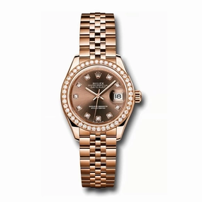 Rolex Lady-Datejust 28mm - Ref: 279135RBR chodj - Chocolate Diamond Dial & Diamond Bezel, 18K Rose Gold Jubilee Bracelet Women's Watch
