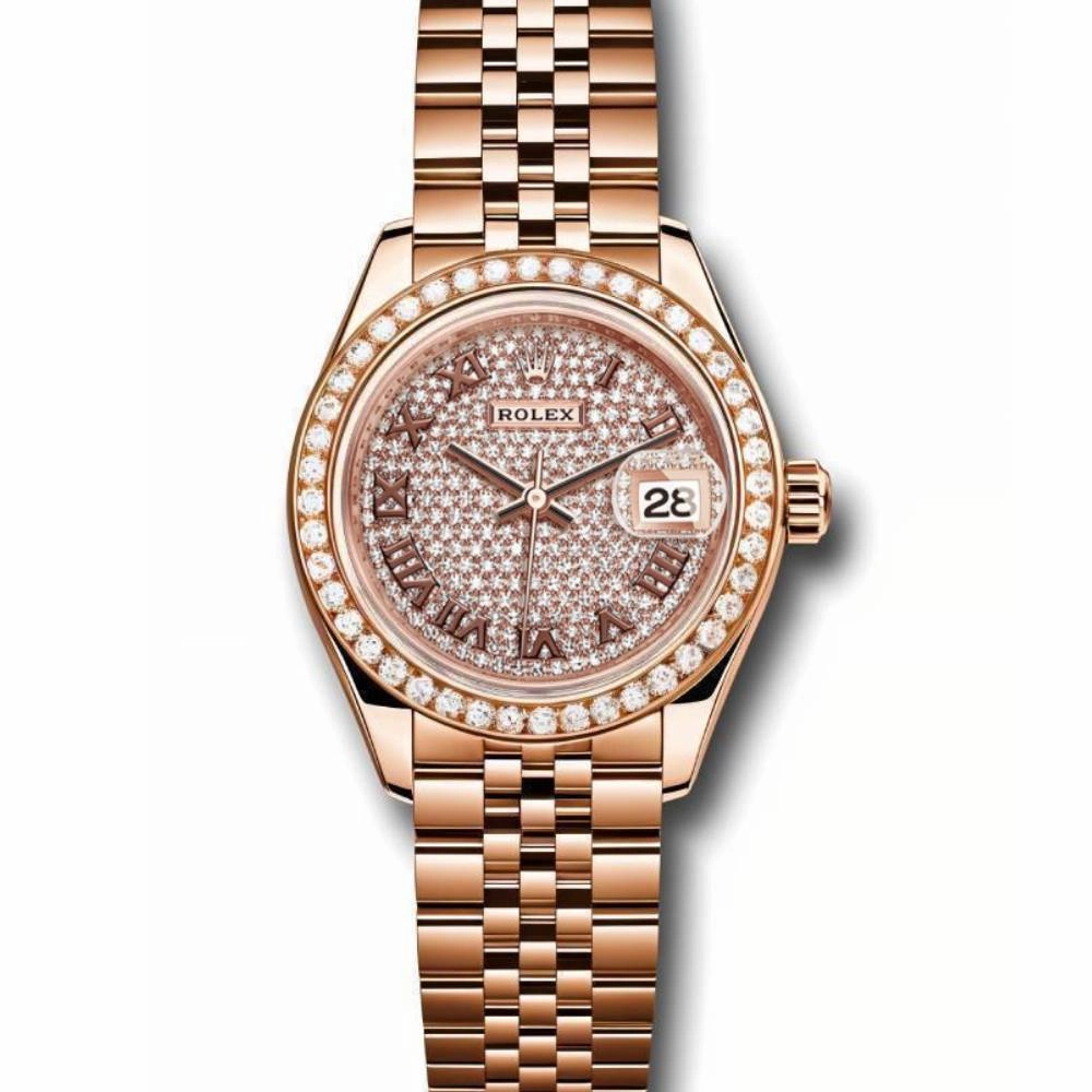 Rolex Lady Datejust 28mm - Ref: 279135rbr dprj - Sundust Diamond Dial, 18K Rose Gold Jubilee Bracelet Women's Watch