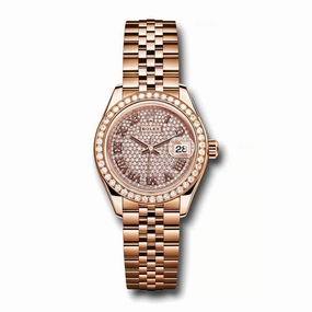 Rolex Lady Datejust 28mm - Ref: 279135rbr dprj - Sundust Diamond Dial, 18K Rose Gold Jubilee Bracelet Women's Watch