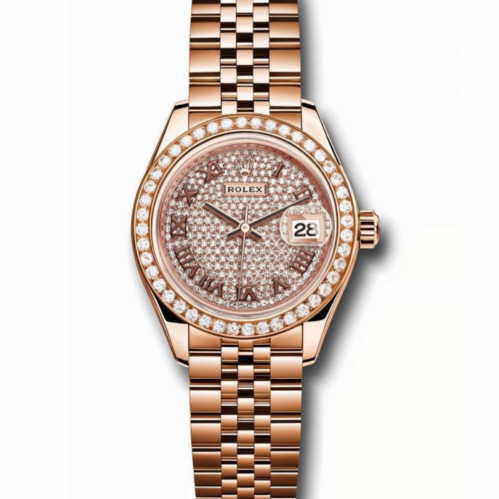 Rolex Lady Datejust 28mm - Ref: 279135rbr dprj - Sundust Diamond Dial, 18K Rose Gold Jubilee Bracelet Women's Watch