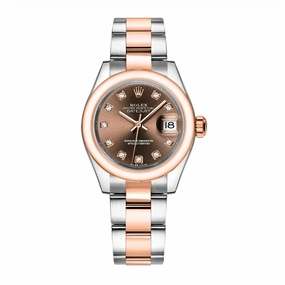 Rolex Lady-Datejust 28mm - Ref: 279161-0012 - Chocolate Diamond Dial, Two Tone Stainless Steel & 18K Rose Gold Oyster Bracelet Women's Watch