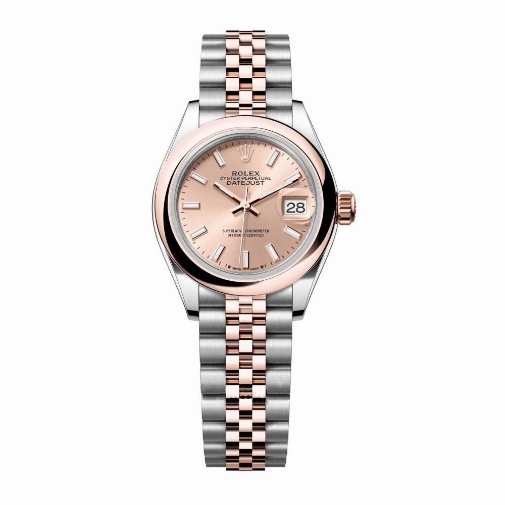Rolex Lady-Datejust 28mm - Ref: 279161-0023 - Rose Stick Dial, Two Tone Stainless Steel & 18K Rose Gold Jubilee Bracelet Women's Watch