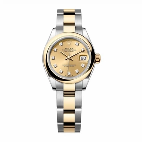 Rolex Lady-Datejust 28mm - Ref: 279163-0012 - Champagne Diamond Dial, Two Tone Stainless Steel & 18K Yellow Gold Oyster Bracelet Women's Watch
