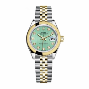 Rolex Lady-Datejust 28mm - Ref: 279163-0015 - Mint Green Diamond Dial, Two Tone Stainless Steel & 18K Yellow Gold Jubilee Bracelet Women's Watch