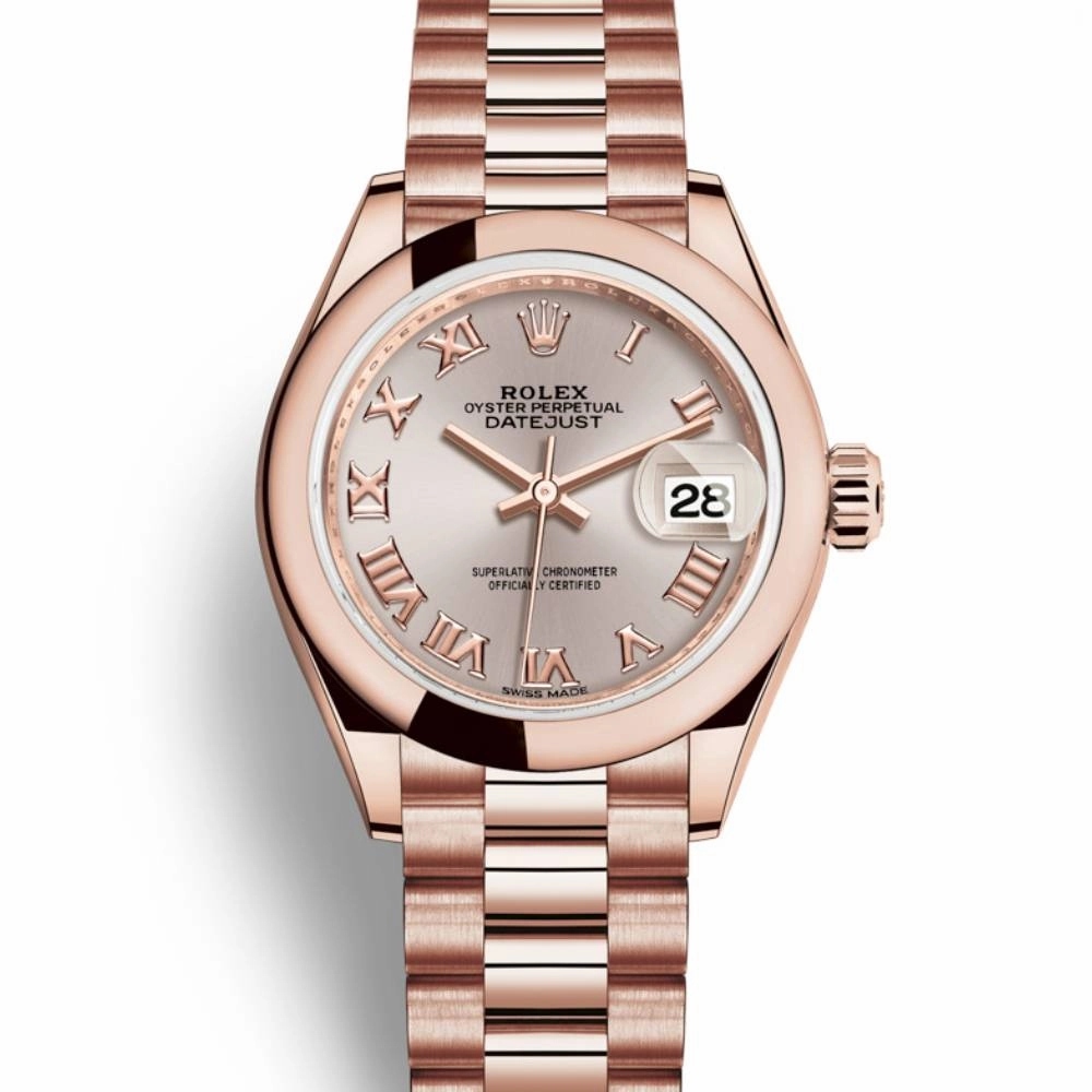 Rolex Lady Datejust 28mm - Ref: 279165-0009 - Sundust Dial, 18K Rose Gold President Bracelet Women's Watch