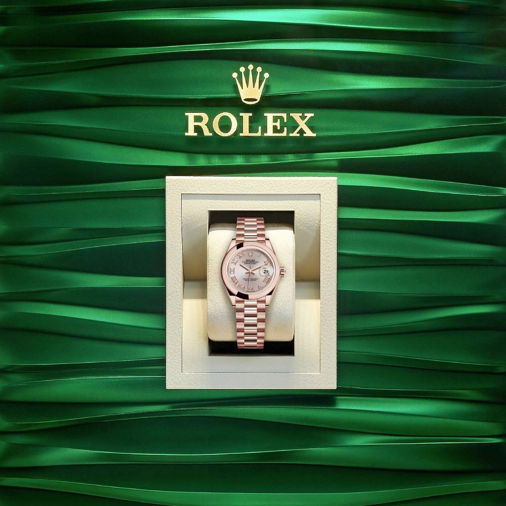 Rolex Lady Datejust 28mm - Ref: 279165-0009 - Sundust Dial, 18K Rose Gold President Bracelet Women's Watch