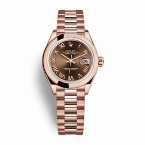 Rolex Lady Datejust 28mm - Ref: 279165-0013 - Chocolate Dial, 18K Rose Gold President Bracelet Women's Watch