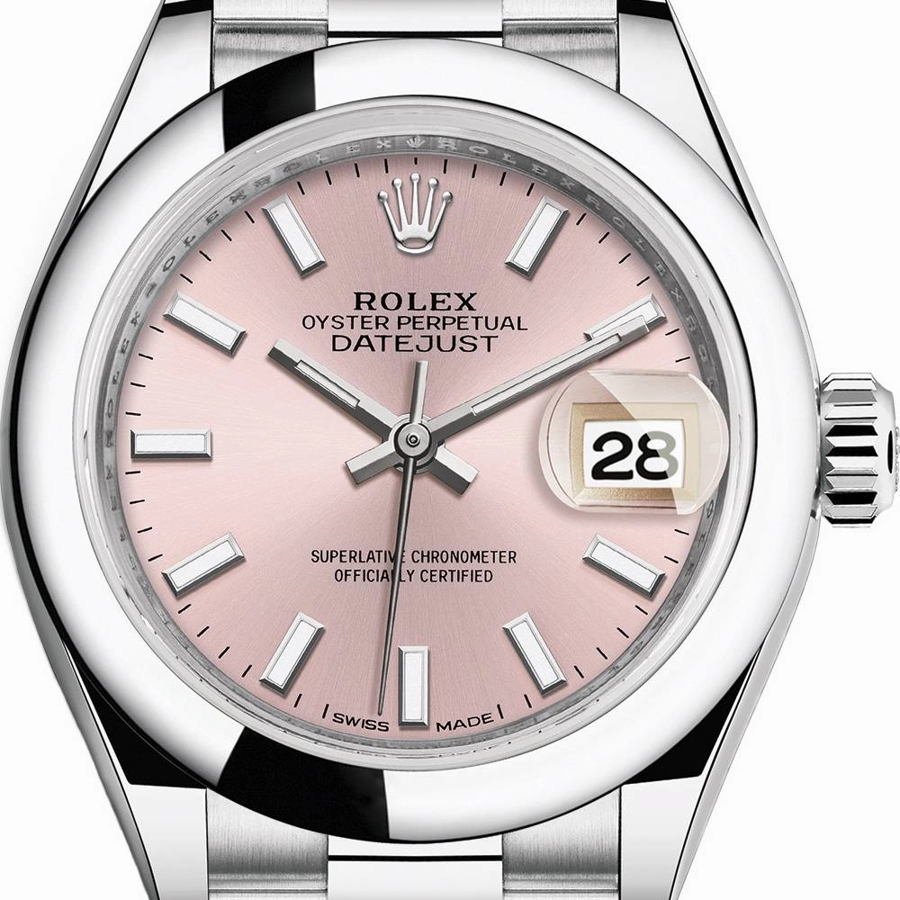 Rolex Lady-Datejust 28mm - Ref: 279166-0004 - Pink Stick Dial, Platinum President Bracelet Women's Watch