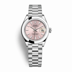 Rolex Lady-Datejust 28mm - Ref: 279166-0004 - Pink Stick Dial, Platinum President Bracelet Women's Watch