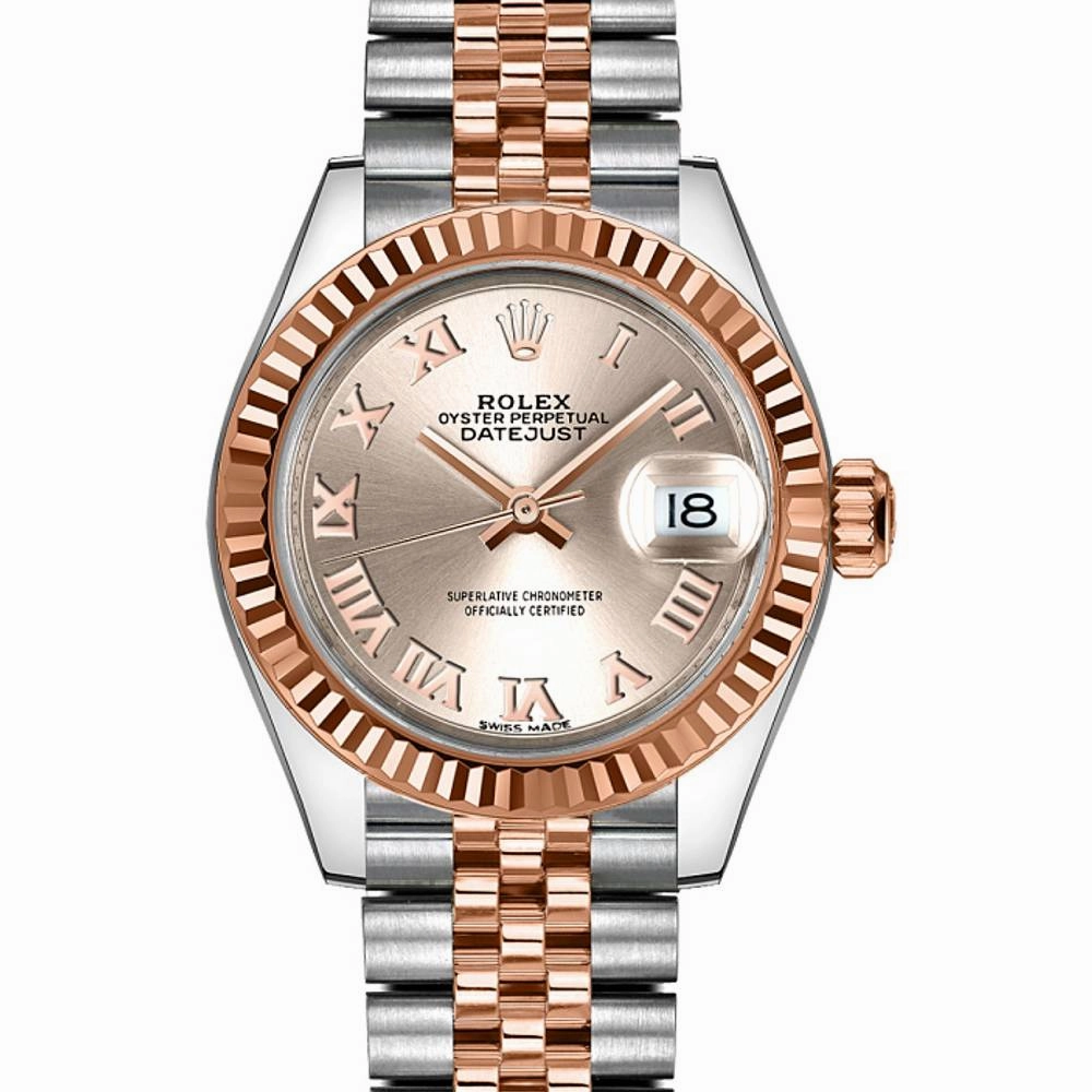 Rolex Lady-Datejust 28mm - Ref: 279171-0005 - Sundust Roman Dial, Two Tone Stainless Steel & 18K Rose Gold Jubilee Bracelet Women's Watch