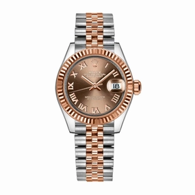 Rolex Lady-Datejust 28mm - Ref: 279171-0009 - Chocolate Roman Dial, Two Tone Stainless Steel & 18K Rose Gold Jubilee Bracelet Women's Watch