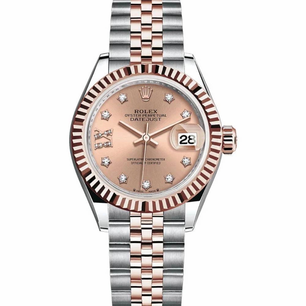 Rolex Lady-Datejust 28mm - Ref: 279171-0027 - Rose Diamond Dial, Two Tone Stainless Steel & 18K Rose Gold Jubilee Bracelet Women's Watch