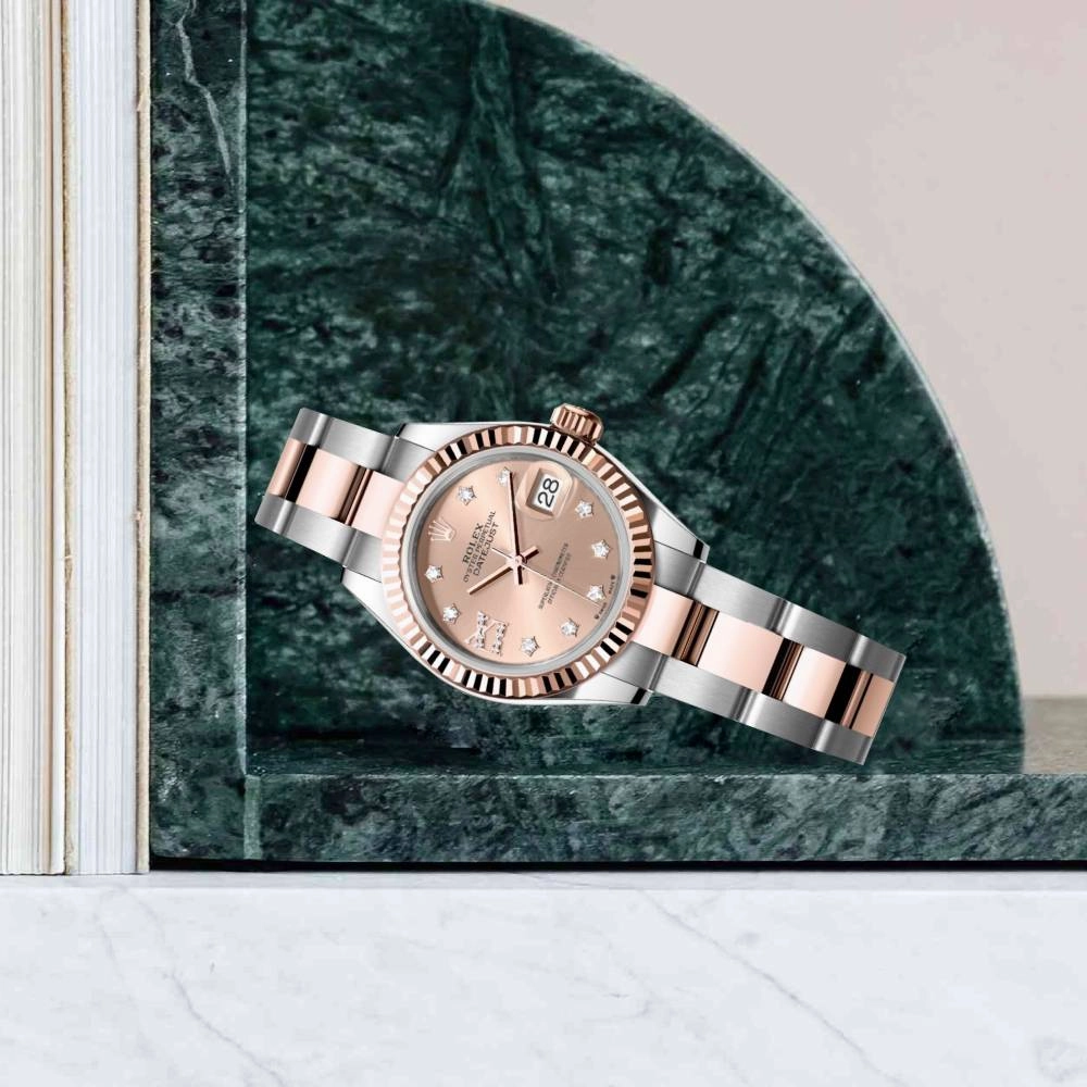 Rolex Lady-Datejust 28mm - Ref: 279171-0028 - Rose Diamond Dial, Two Tone Stainless Steel & 18K Rose Gold Oyster Bracelet Women's Watch
