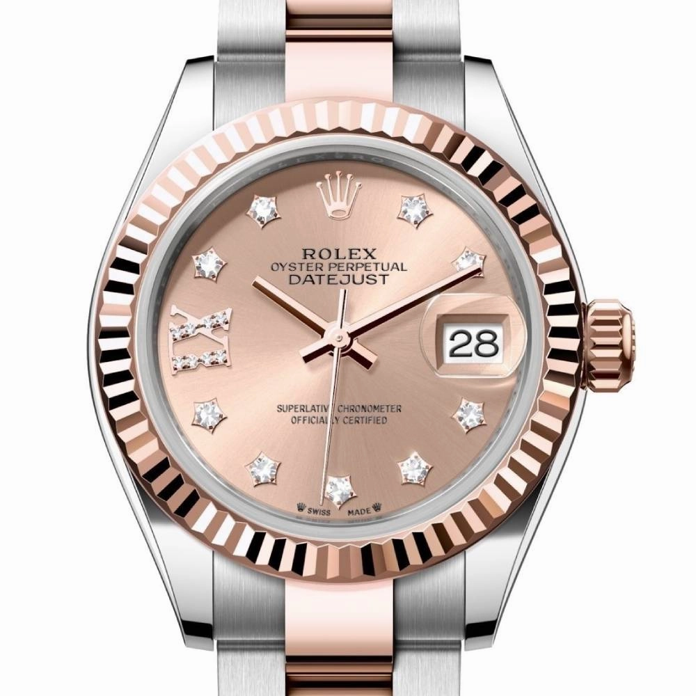 Rolex Lady-Datejust 28mm - Ref: 279171-0028 - Rose Diamond Dial, Two Tone Stainless Steel & 18K Rose Gold Oyster Bracelet Women's Watch