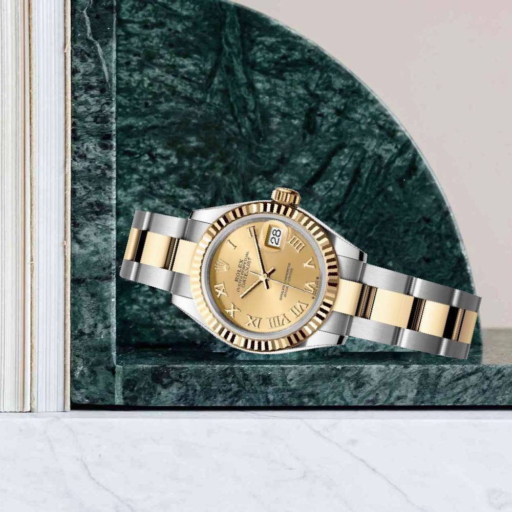 Rolex Lady-Datejust 28mm - Ref: 279173-0010 - Champagne Roman Dial, Two Tone Stainless Steel & 18K Yellow Gold Oyster Bracelet Women's Watch