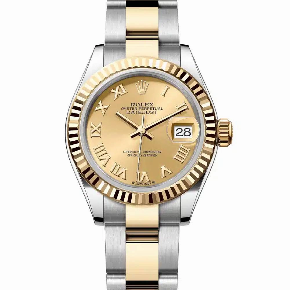 Rolex Lady-Datejust 28mm - Ref: 279173-0010 - Champagne Roman Dial, Two Tone Stainless Steel & 18K Yellow Gold Oyster Bracelet Women's Watch