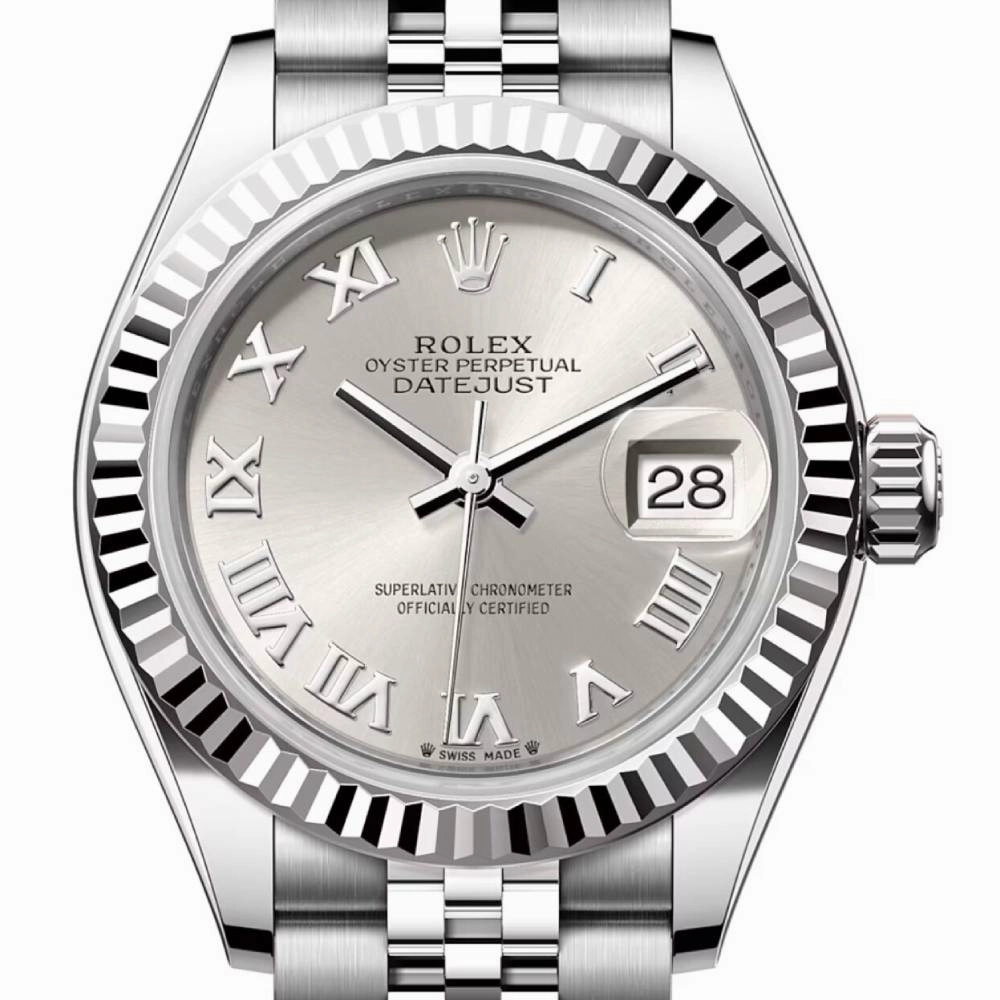 Rolex Lady-Datejust 28mm - Ref: 279174-0007 - Silver Roman Dial, Stainless Steel Jubilee Bracelet Women's Watch