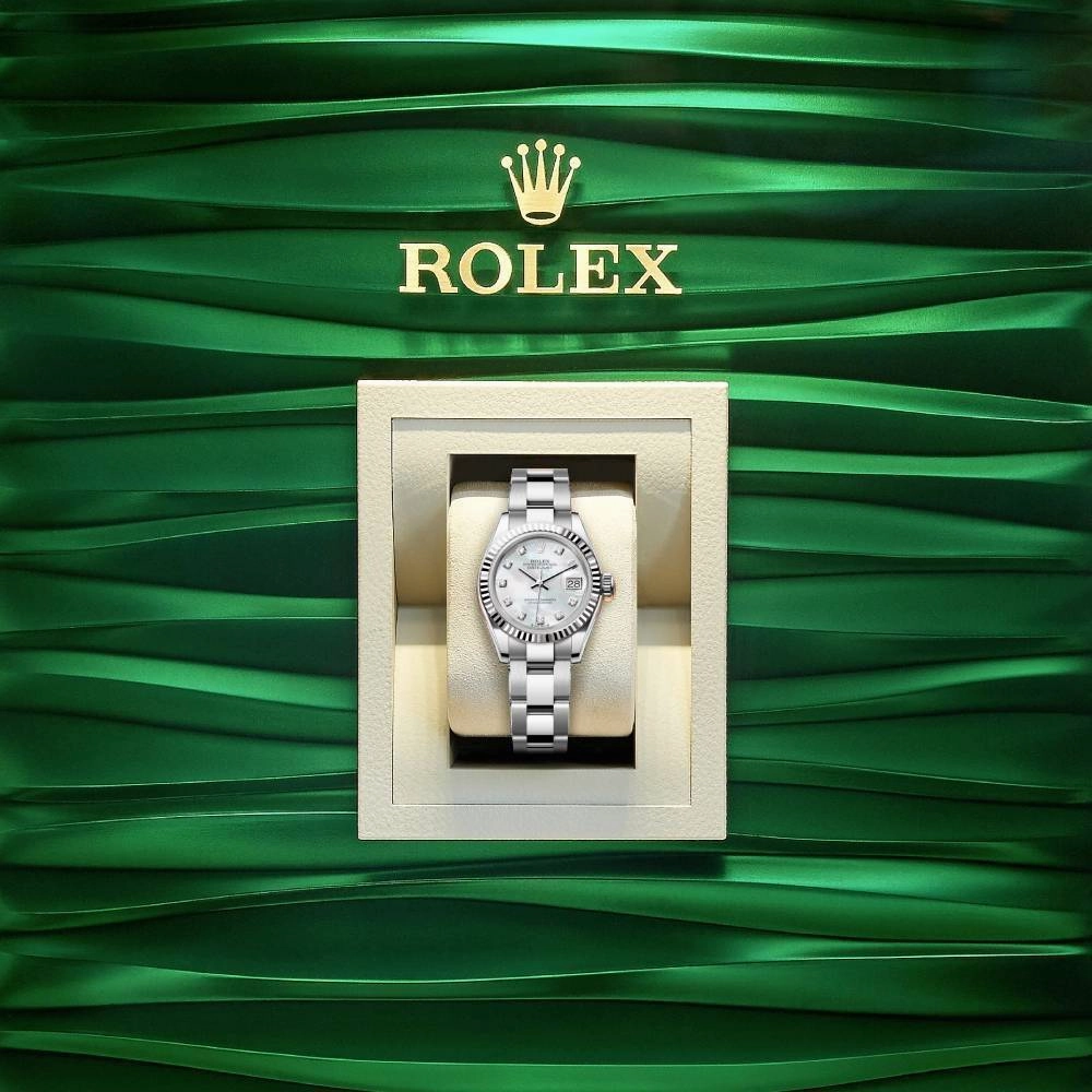 Rolex Lady-Datejust 28mm - Ref: 279174-0010 - White Mother of Pearl Diamond Dial, Stainless Steel Oyster Bracelet Women's Watch