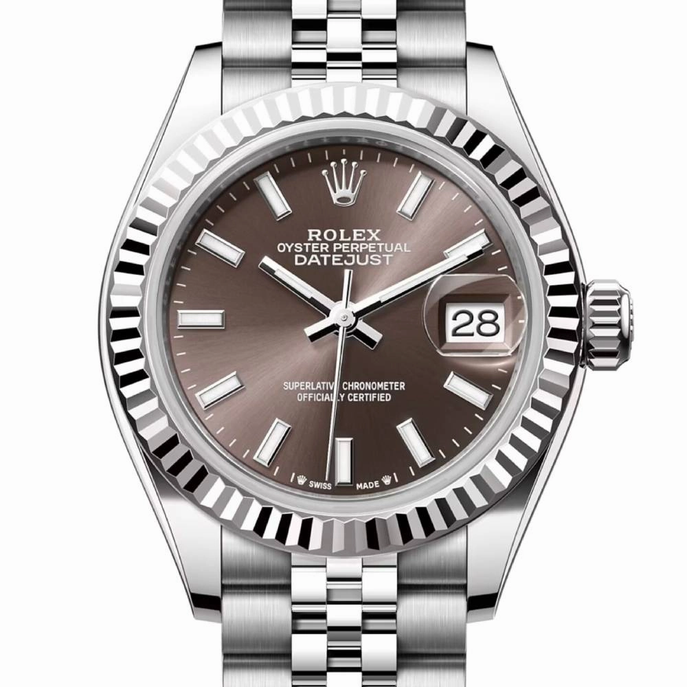 Rolex Lady-Datejust 28mm - Ref: 279174-0011 - Dark Grey Diamond Dial, Stainless Steel Jubilee Bracelet Women's Watch