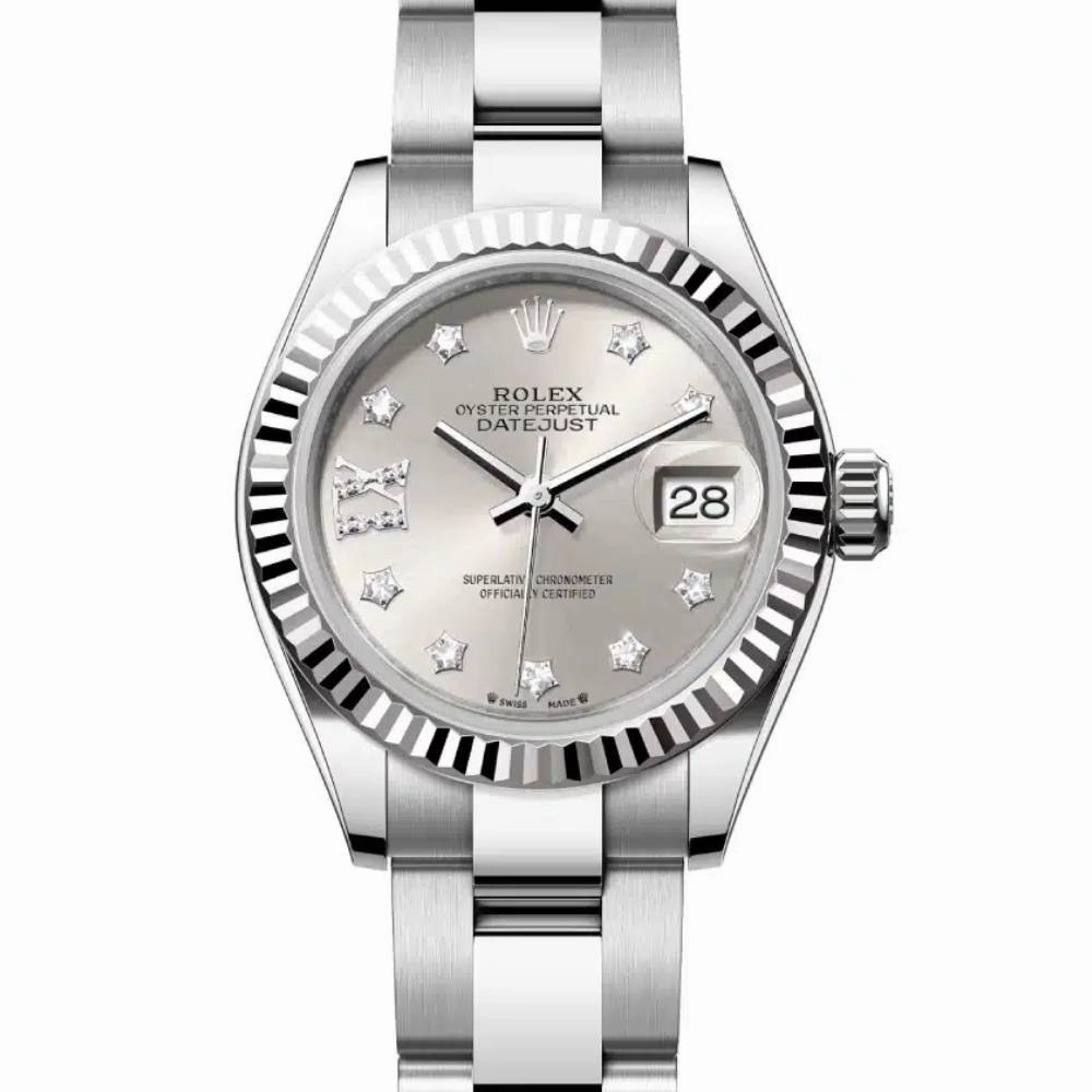 Rolex Lady-Datejust 28mm - Ref: 279174-0022 - Silver Diamond Dial, Stainless Steel Oyster Bracelet Women's Watch
