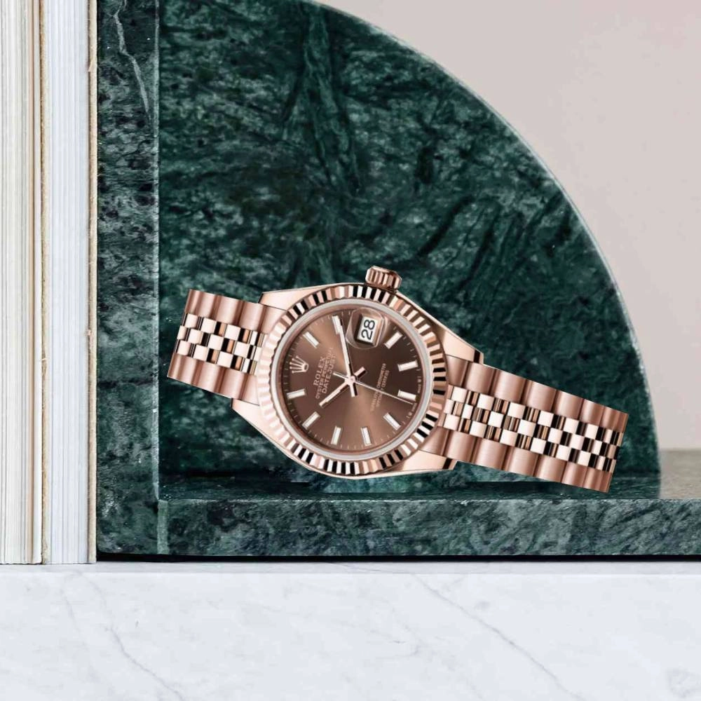 Rolex Lady Datejust 28mm - Ref: 279175-0008 - Chocolate Dial, 18K Rose Gold Jubilee Bracelet Women's Watch