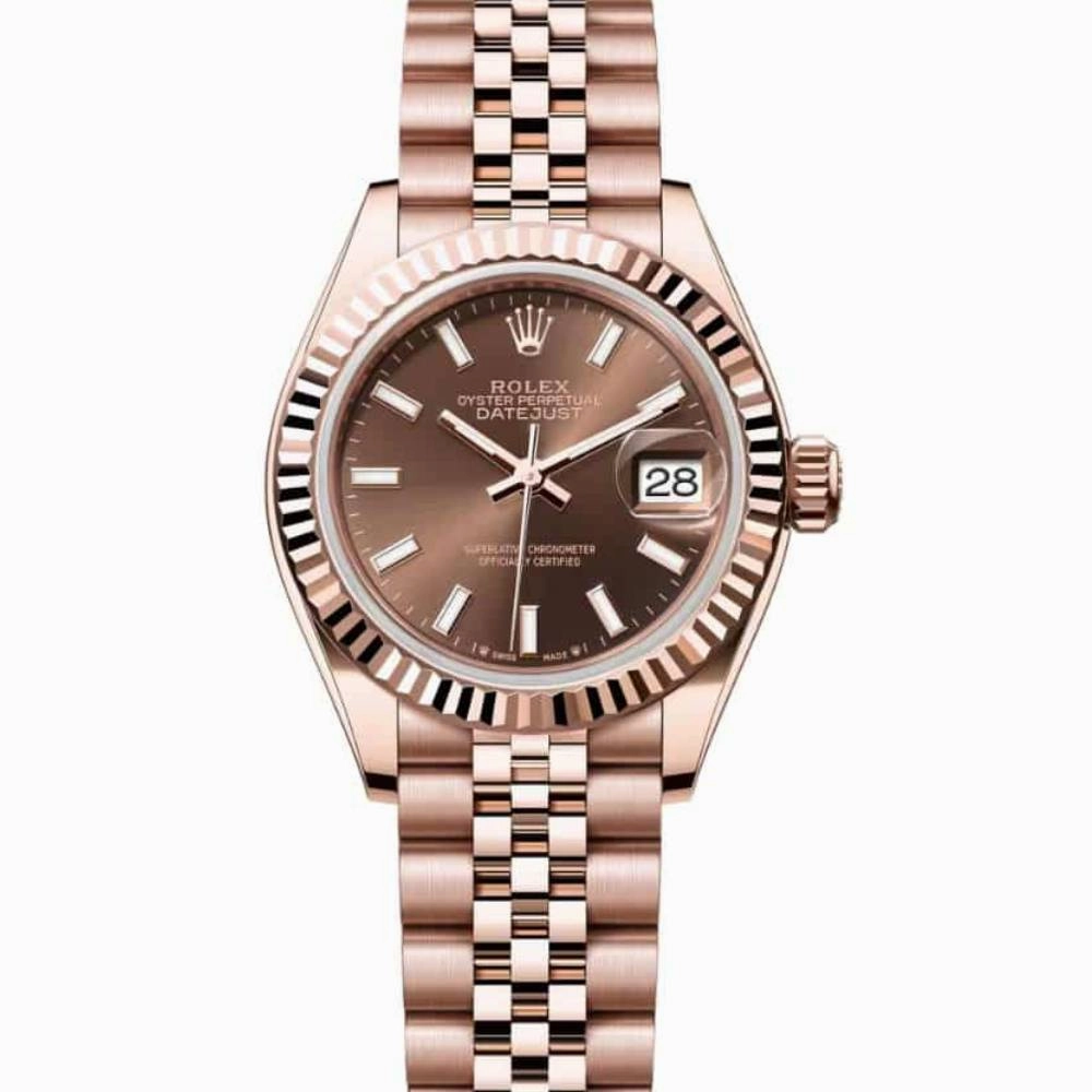 Rolex Lady Datejust 28mm - Ref: 279175-0008 - Chocolate Dial, 18K Rose Gold Jubilee Bracelet Women's Watch