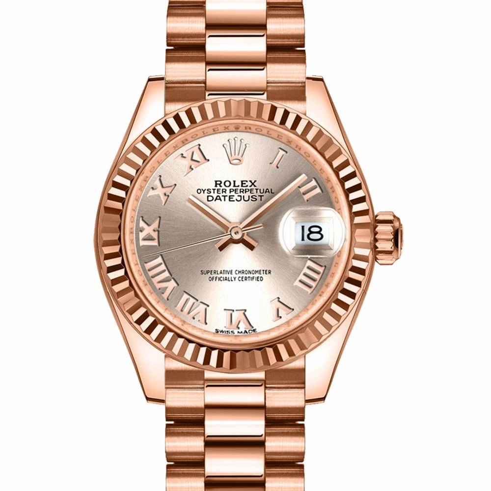Rolex Lady Datejust 28mm - Ref: 279175-0011 - Sundust Dial, 18K Rose Gold President Bracelet Women's Watch