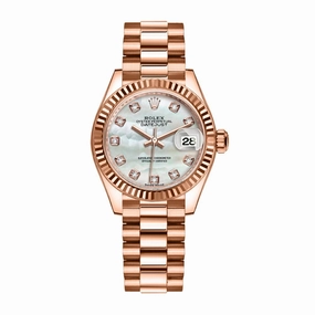 Rolex Lady Datejust 28mm - Ref: 279175-0017 - White Mother of Pearl Dial, 18K Rose Gold President Bracelet Women's Watch
