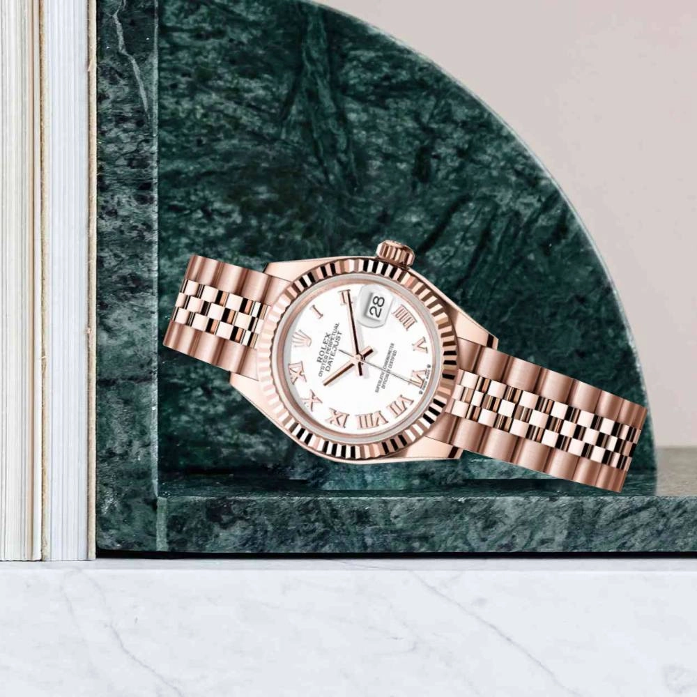 Rolex Lady Datejust 28mm - Ref: 279175-0022 - White Dial, 18K Rose Gold Jubilee Bracelet Women's Watch