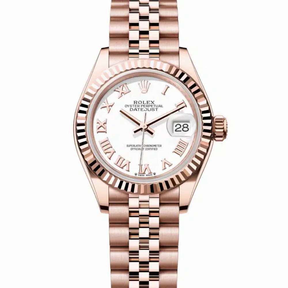 Rolex Lady Datejust 28mm - Ref: 279175-0022 - White Dial, 18K Rose Gold Jubilee Bracelet Women's Watch