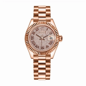 Rolex Lady Datejust 28mm - Ref: 279175-0023 - Diamond Pave Dial, 18K Rose Gold President Bracelet Women's Watch
