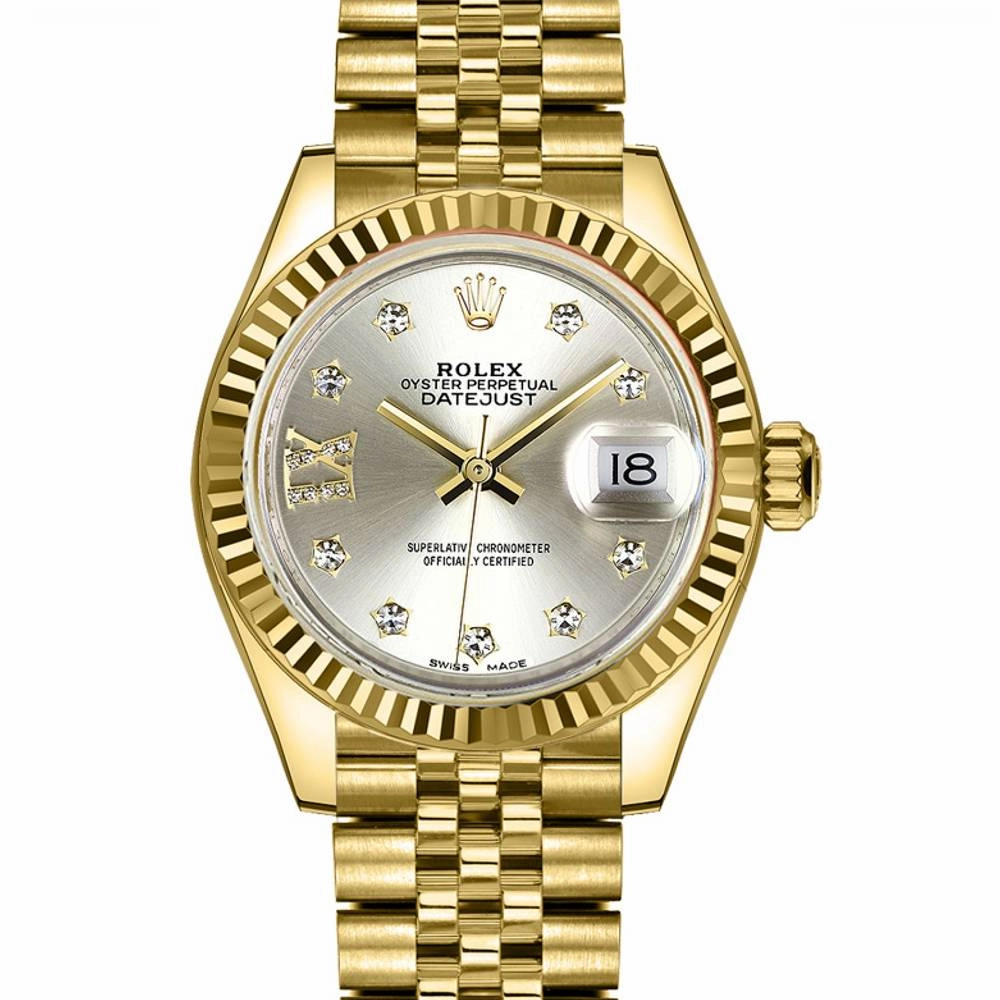 Rolex Lady Datejust 28mm - Ref: 279178-0004 - Silver Dial, 18K Yellow Gold Jubilee Bracelet Women's Watch