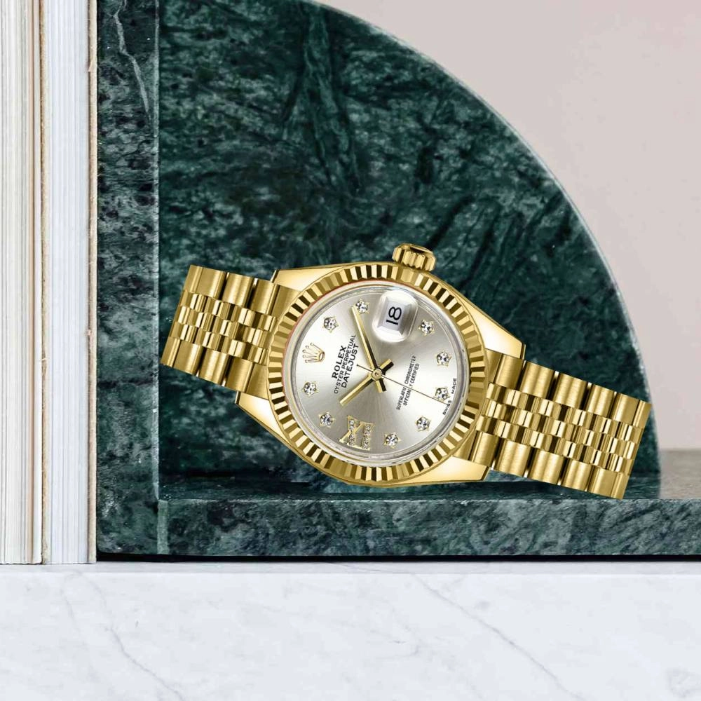 Rolex Lady Datejust 28mm - Ref: 279178-0004 - Silver Dial, 18K Yellow Gold Jubilee Bracelet Women's Watch