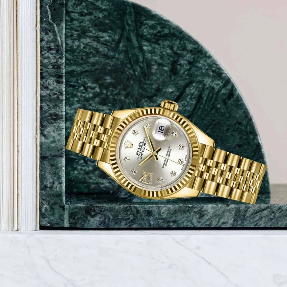 Rolex Lady Datejust 28mm - Ref: 279178-0004 - Silver Dial, 18K Yellow Gold Jubilee Bracelet Women's Watch