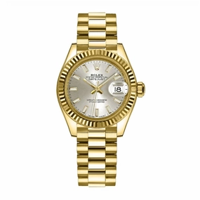 Rolex Lady-Datejust 28mm - Ref: 279178-0005 - Silver Stick Dial, 18K Yellow Gold President Bracelet Women's Watch