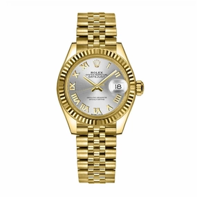 Rolex Lady-Datejust 28mm - Ref: 279178-0021 - Silver Roman Dial, 18K Yellow Gold Jubilee Bracelet Women's Watch