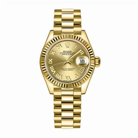 Rolex Lady Datejust 28mm - Ref: 279178-0022 - Champagne Dial, 18K Yellow Gold President Bracelet Women's Watch