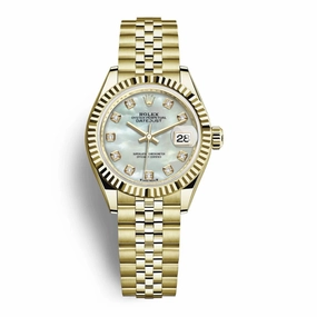 Rolex Lady Datejust 28mm - Ref: 279178-0026 - White Mother of Pearl Dial, 18K Yellow Gold Jubilee Bracelet Women's Watch