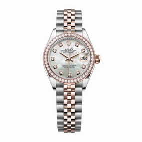 Rolex Lady-Datejust 28mm - Ref: 279381rbr-0013 - White Mother of Pearl Diamond Dial & Diamond Bezel, Two Tone Stainless Steel & 18K Rose Gold Jubilee Bracelet Women's Watch