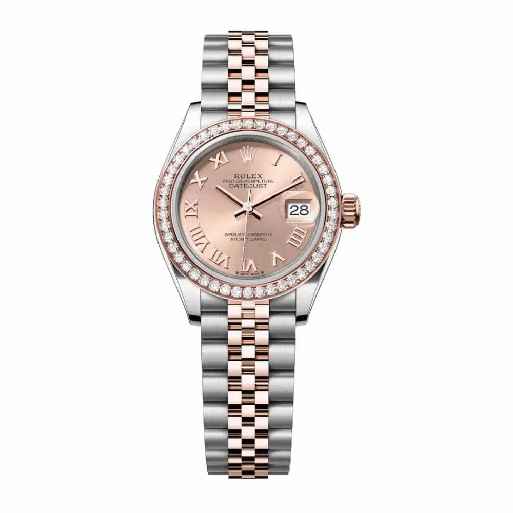 Rolex Lady-Datejust 28mm - Ref: 279381rbr-0025 - Rose Roman Dial & Diamond Bezel, Two Tone Stainless Steel & 18K Rose Gold Jubilee Bracelet Women's Watch