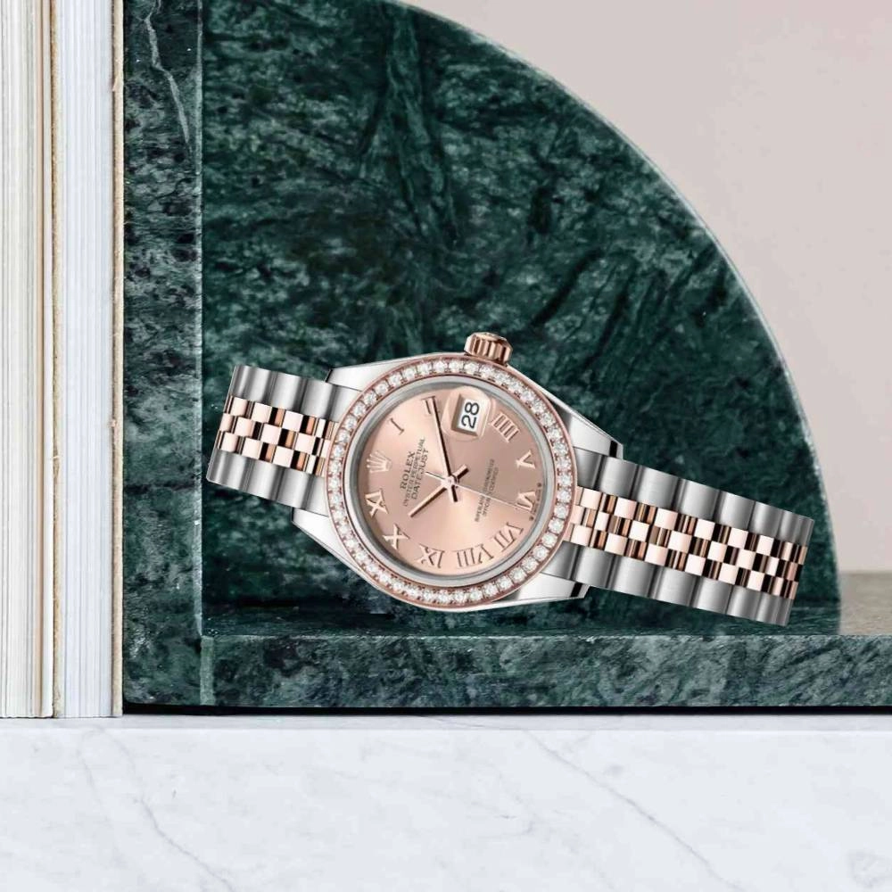 Rolex Lady-Datejust 28mm - Ref: 279381rbr-0025 - Rose Roman Dial & Diamond Bezel, Two Tone Stainless Steel & 18K Rose Gold Jubilee Bracelet Women's Watch