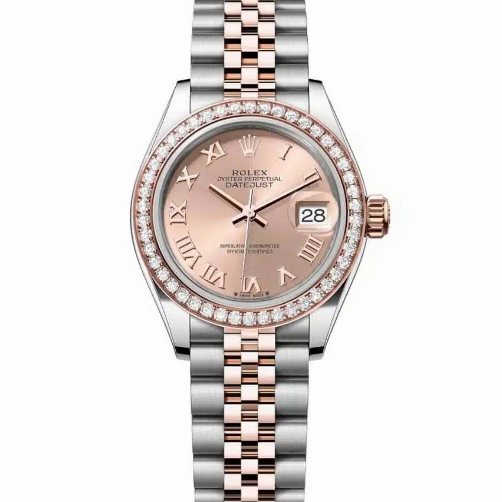 Rolex Lady-Datejust 28mm - Ref: 279381rbr-0025 - Rose Roman Dial & Diamond Bezel, Two Tone Stainless Steel & 18K Rose Gold Jubilee Bracelet Women's Watch