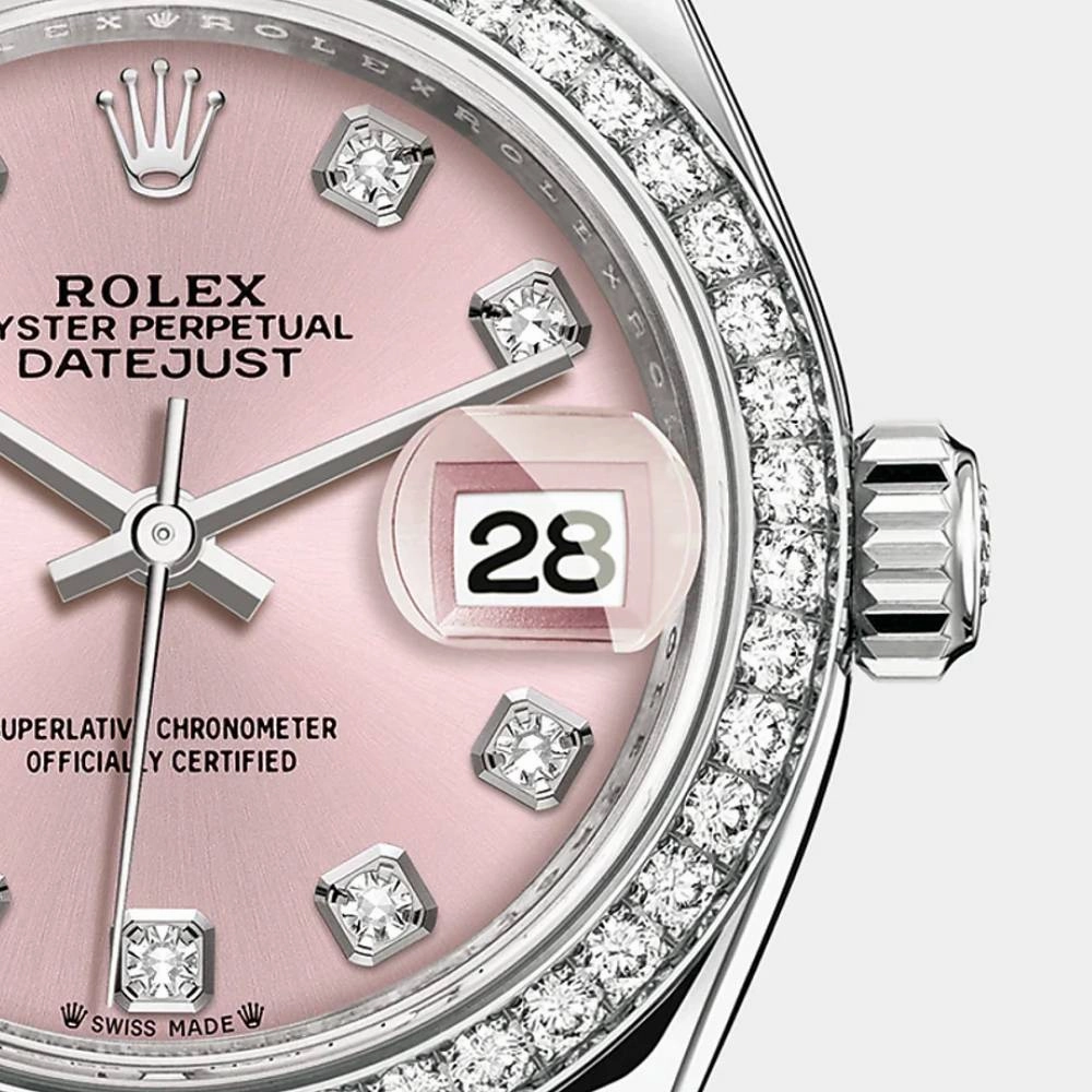 Rolex Lady-Datejust 28mm - Ref: 279384rbr-0004 - Pink Diamond Dial & Diamond Bezel, Stainless Steel Oyster Bracelet Women's Watch