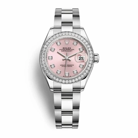 Rolex Lady-Datejust 28mm - Ref: 279384rbr-0004 - Pink Diamond Dial & Diamond Bezel, Stainless Steel Oyster Bracelet Women's Watch