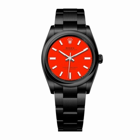 Rolex Oyster Perpetual 31mm | Black PVD Stainless steel bracelet | Coral red dial Smooth bezel | Ladies Watch 277200-0008-pvd-2